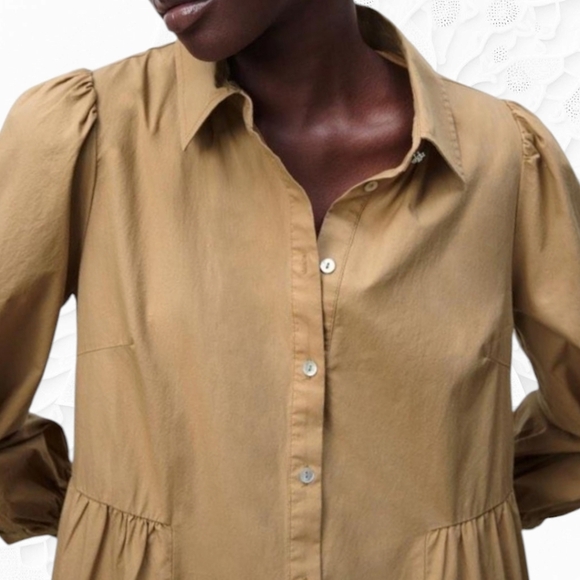 Zara Tan Collared Dress With Buttons Down Front - Picture 7 of 11